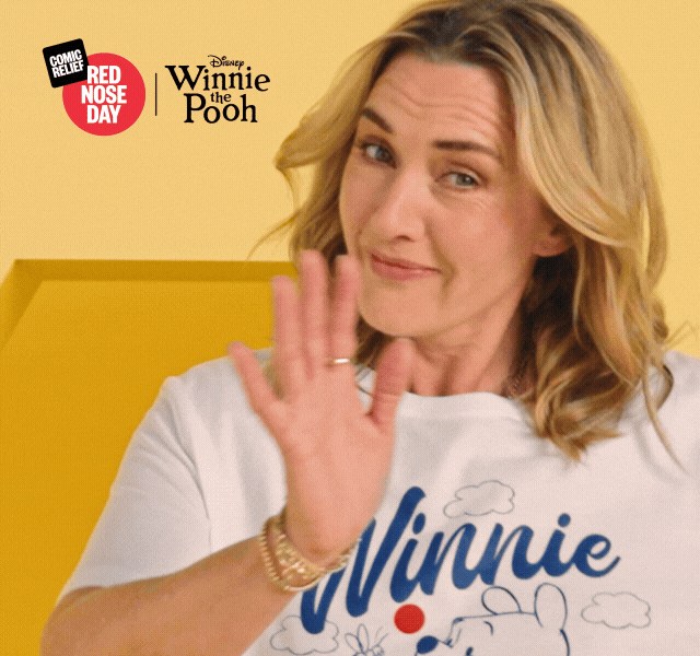 Our Red Nose Day range surrounded by Disney Winnie the Pooh characters. 