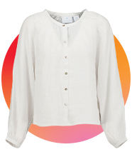 A long-sleeved linen blouse. 